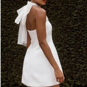 Meshki White Tulle Bow Mini Dress - Size Small